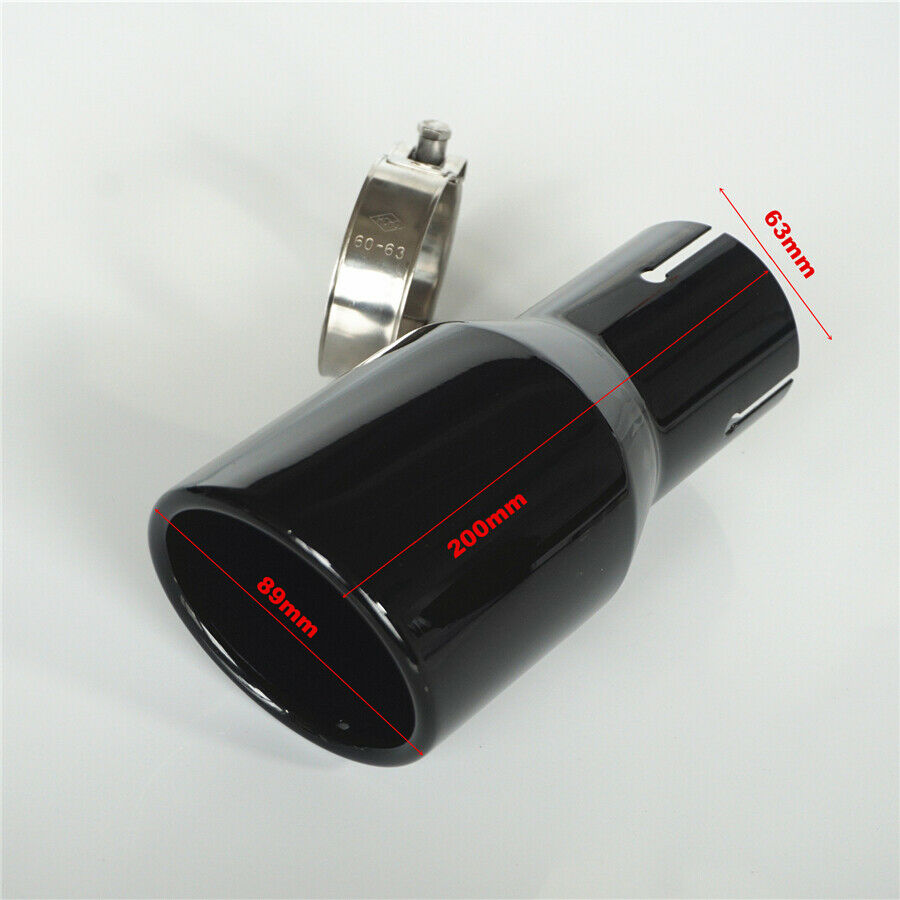 Black Stainless Steel Exhaust Pipe 2.5" Inlet 3.5" Outlet Clamp-on 7.87" Length