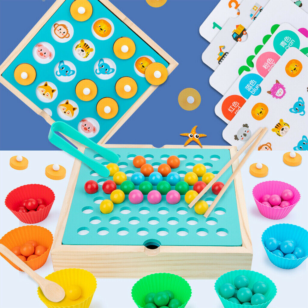 4 In 1 Montessori Brain Training Clip Beads Game Memory Chess Puzzle Toys