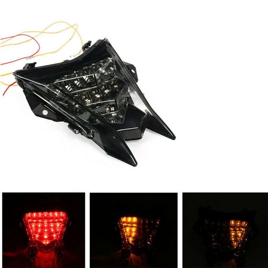 1x Integrated Black Motobike LED Flashing Tail Light Built-in Amber Turn Signal