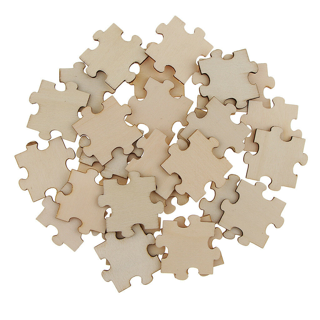 Pack of 50 40mm Unfinished Wood Puzzle Pieces For Arts & crafts, Card Making
