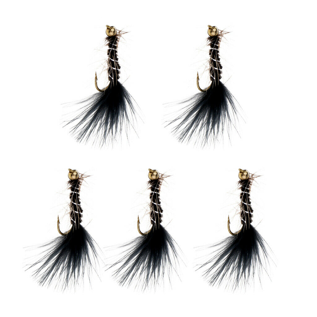 Carp Fishing Wet Flies Brass Head Fly Fishing Lure Bass Flies Lure 4cm Black