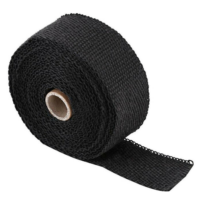 Roll 5M Black Fiberglass Exhaust Manifold Header Pipe Heat Wrap Tape +4 Ties NC