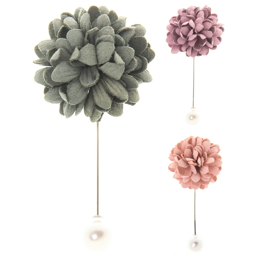 Mens Lapel Purple Flower Boutonniere Stick Brooch Pin Corsage