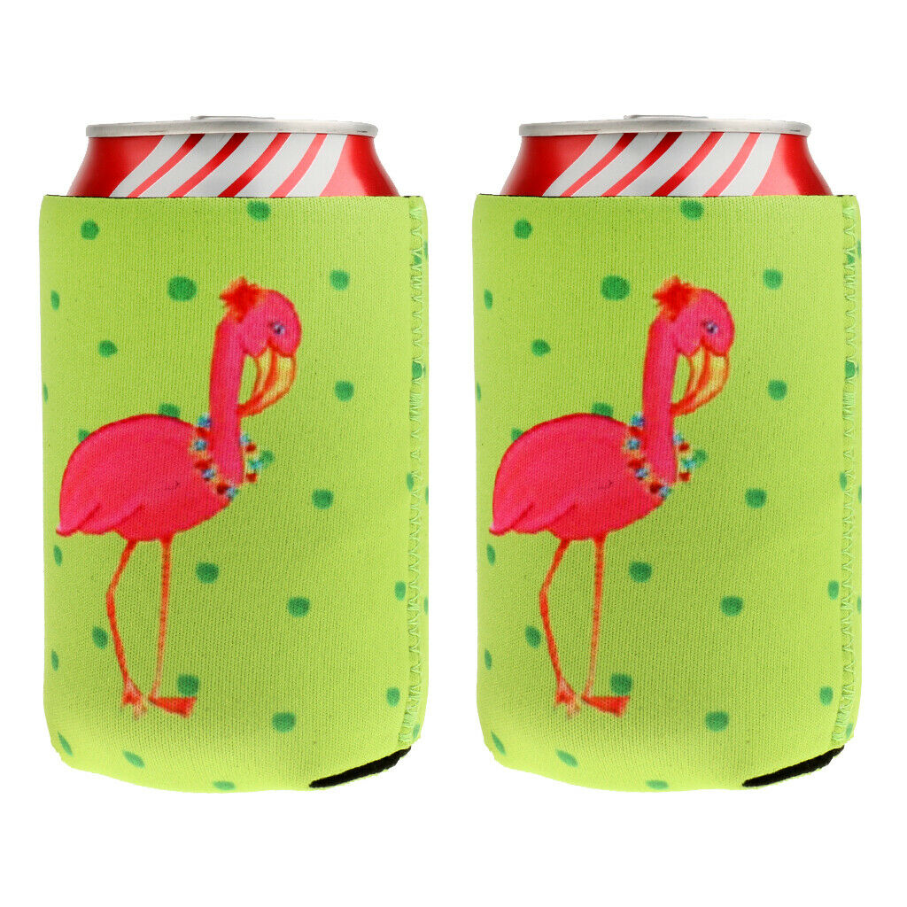 2 Pairs of Flamingo Stubby Beer Soda Can Soft Drink Nozzles