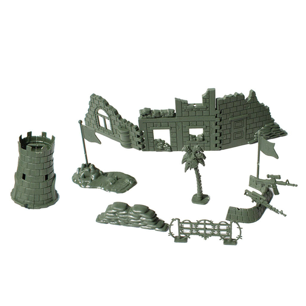 Set of Military Base Army Camp Scene Layout WWII Builing Kits Tabletop Decor