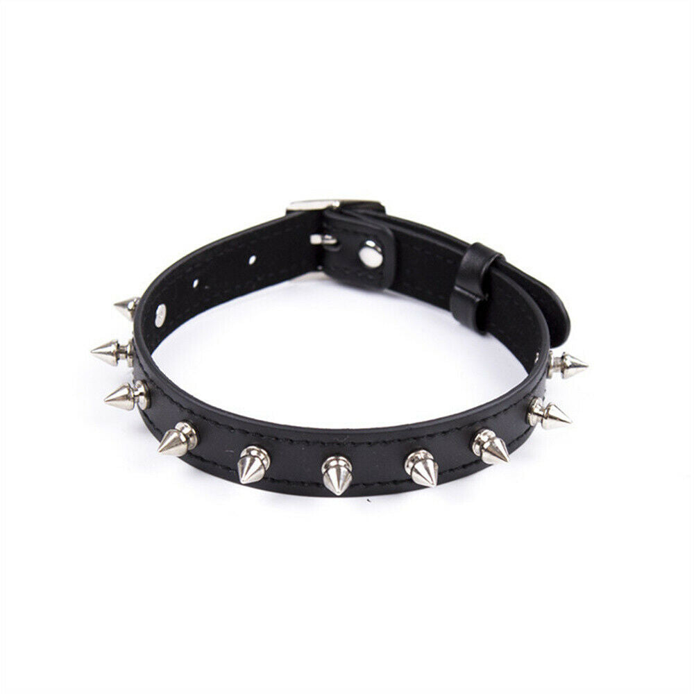 Women Sexy PU Leather Choker Collar Necklace Spikes Studs Gothic Punk Rivet