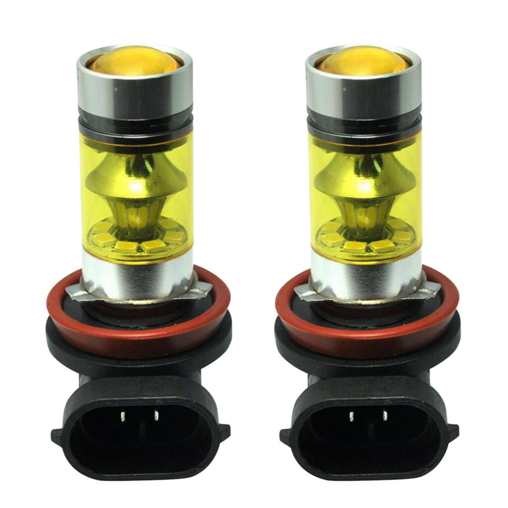 Pair H11 H8 H9 100W LED Fog DRL Driving Lights Car Head Light Bulbs Yellow