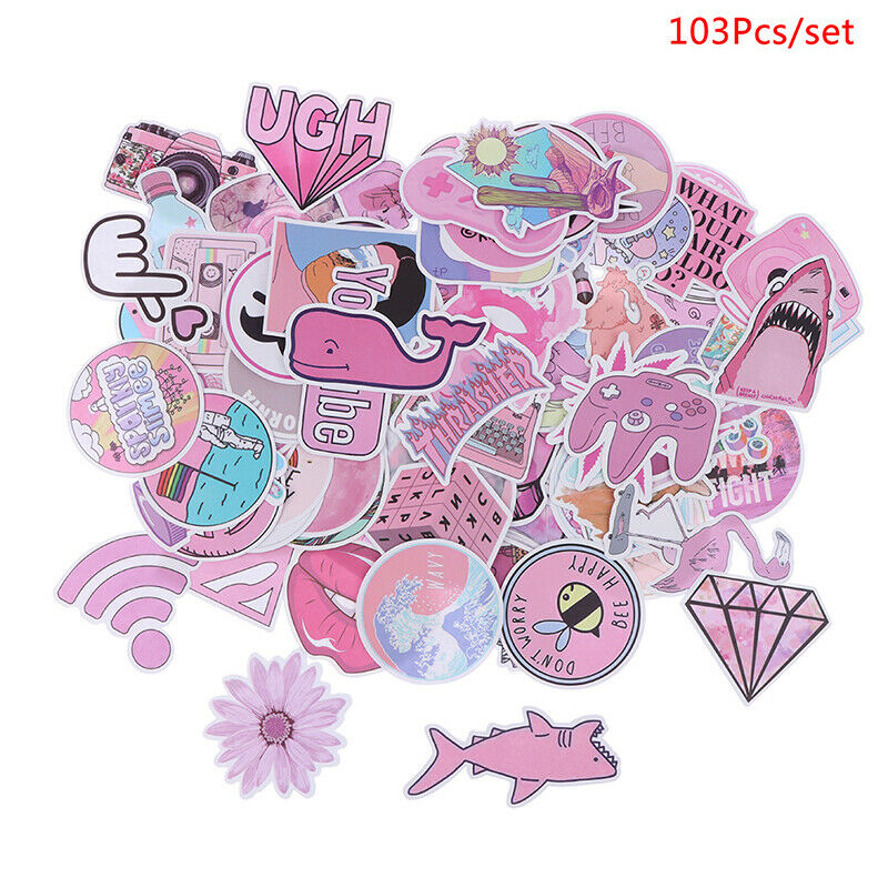 103 PCS Cute Cartoon Stickers Fashion Girl Pink Anime Graffiti Sticke.l8