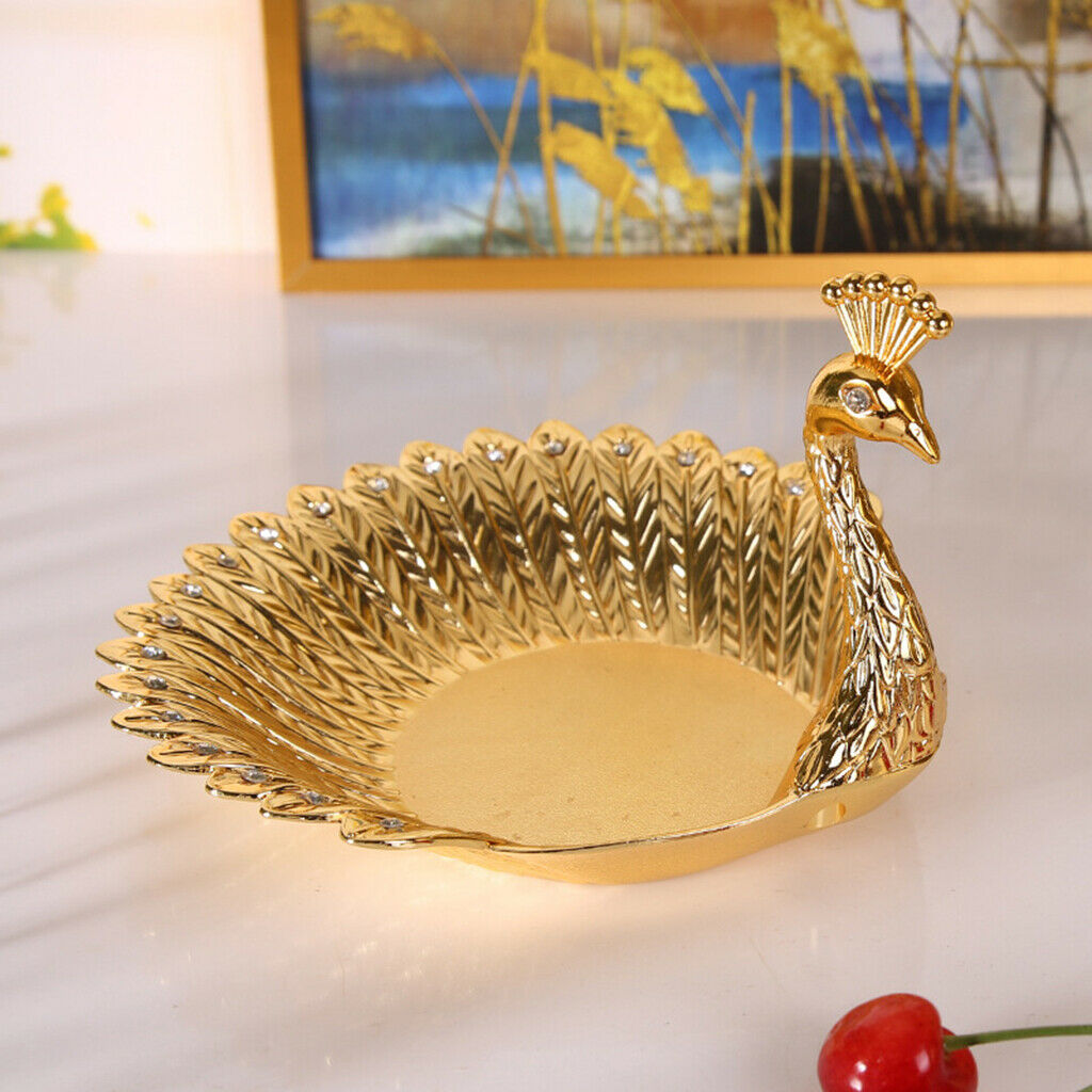 Luxury Peacock Fruit Plate Dish Dessert Serving Tray Bowl Table Decoration