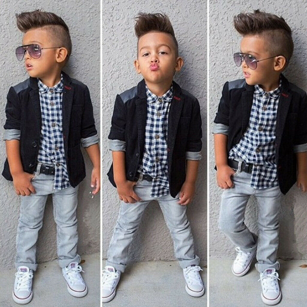 3pcs Children Little Boys Clothing Sets Coat+Shirt+Jeans Leisure Suit 3T