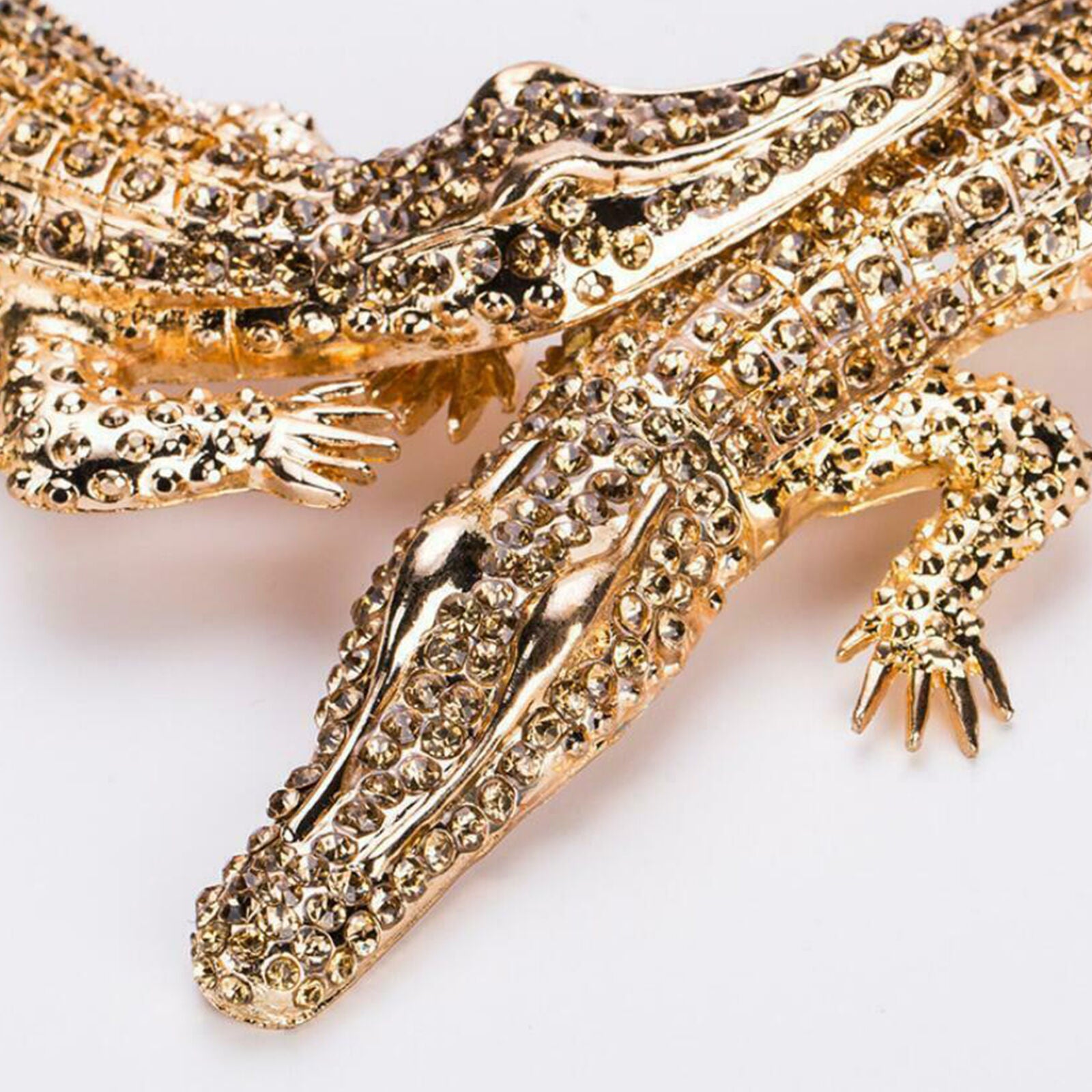 Crocodile Necklace Alligator Pendant Women Crystal Rhinestone Big Charm Collar