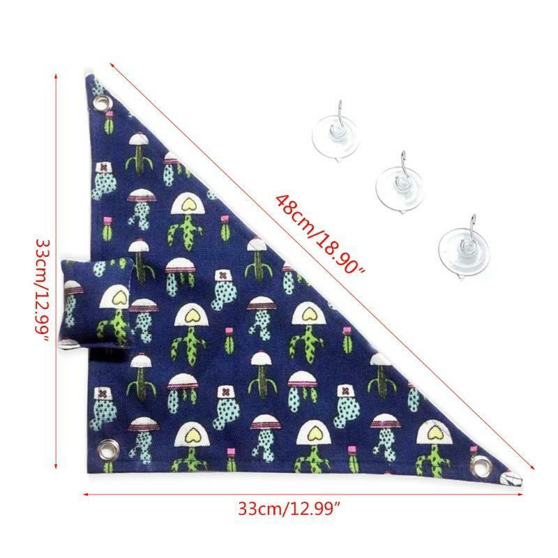 Bearded Dragon Lizard Hammock Triangular Canvas Lounger with 3 Suction Cups
