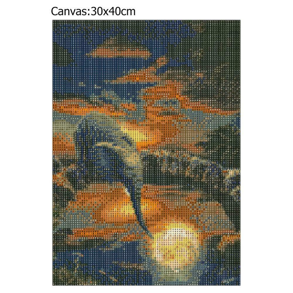 Lake Elephant 5D DIY Full Drill Round Diamond Painting Embroidery Kits Gift @