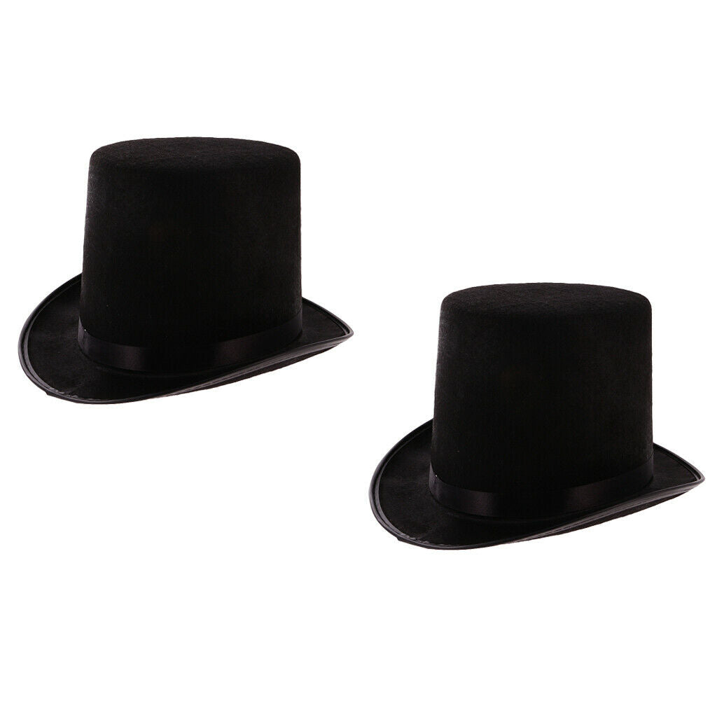 2 Pieces Novelty Black Top Hats for Women & Men - Magician Dress Up Hats