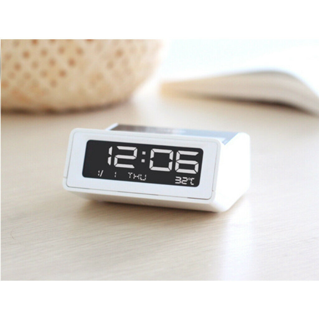 Digital Snooze Alarm Clock with Time Calendar Temperature For for Kids White