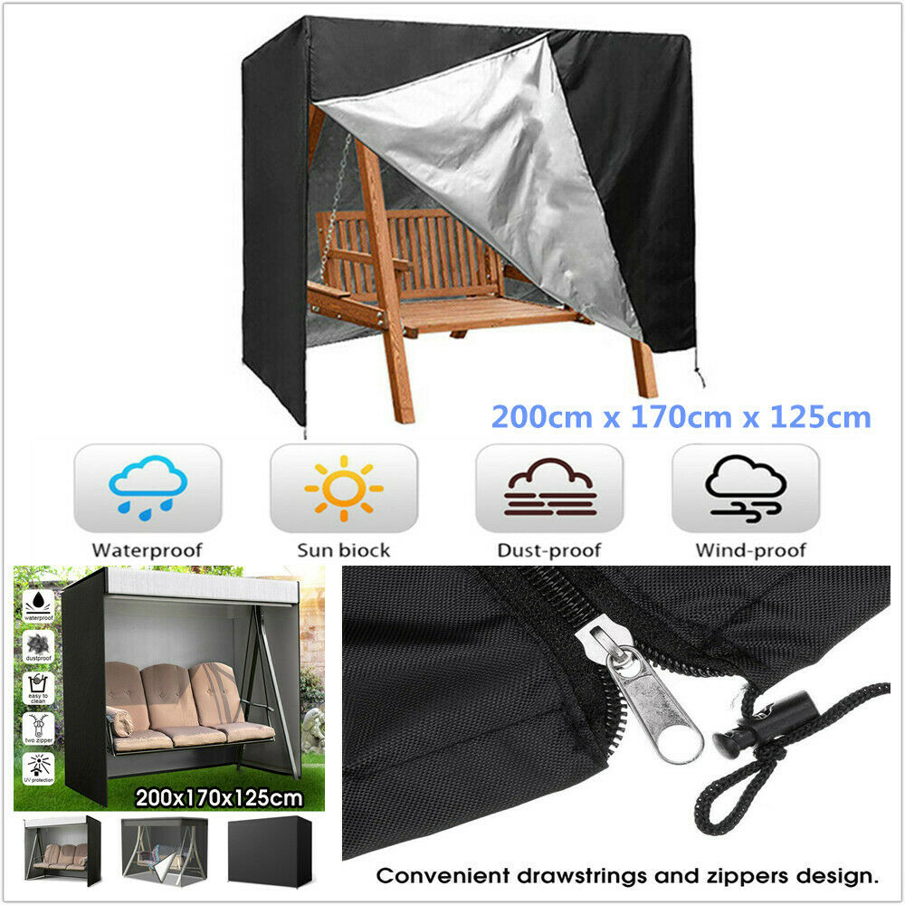 3 Seater 210D Swing Hammock Cover Zip Garden Patio Furniture Protect Waterproof