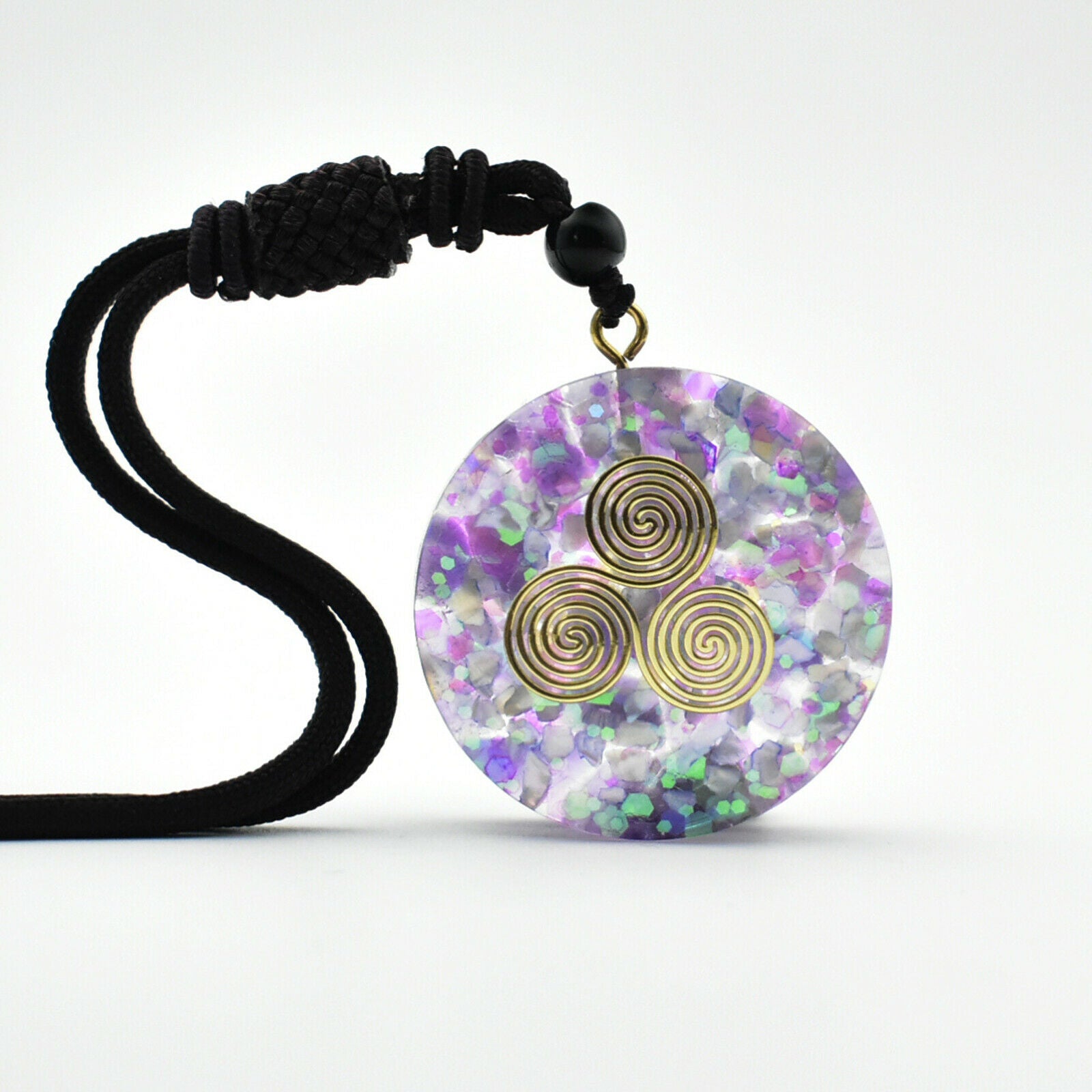 Sri Yantra Necklace Natural Crystal Orgone Pendant Jewelry for Good Luck