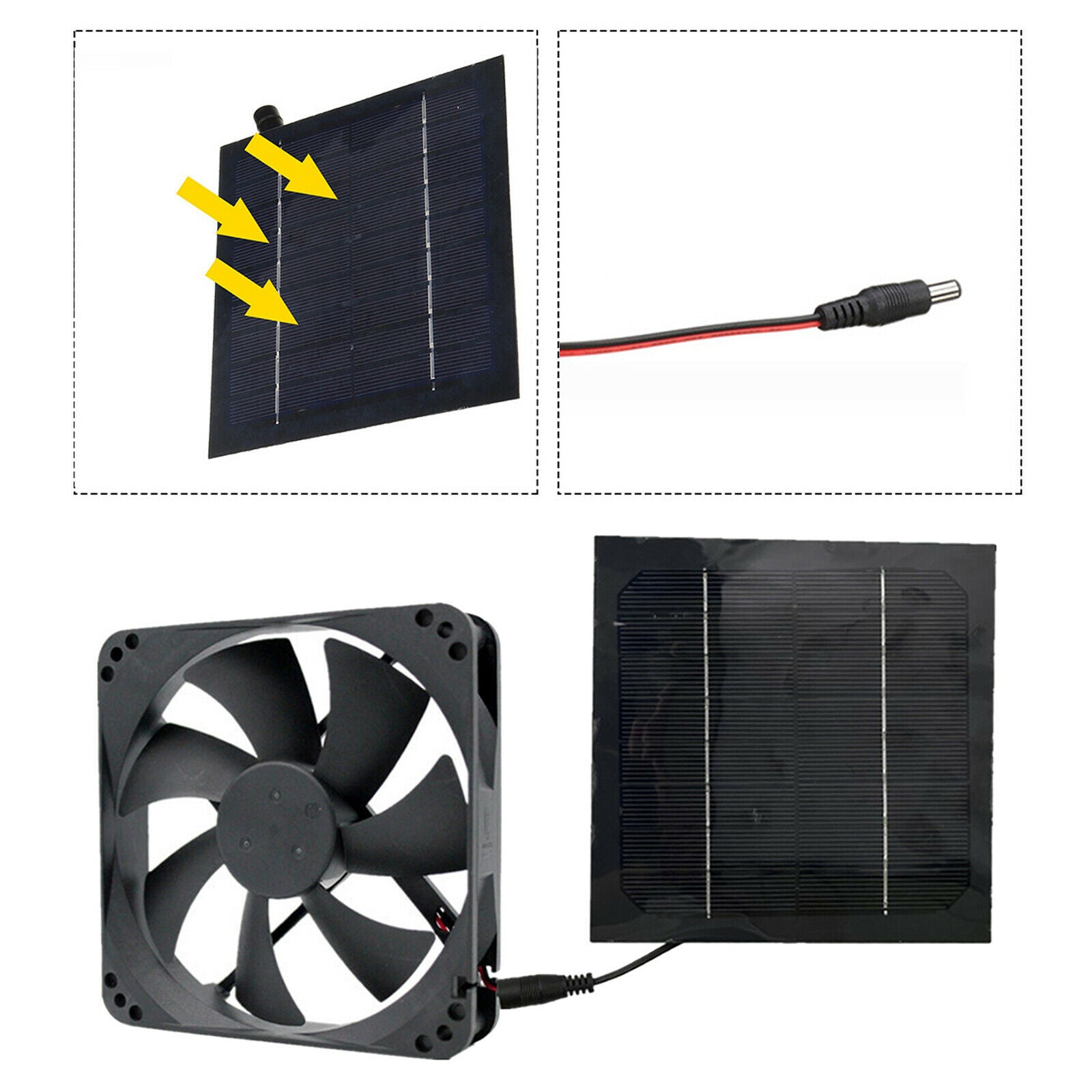 Solar Panel Powered Fan Mini Fan For Dog Grouse House Greenhouse