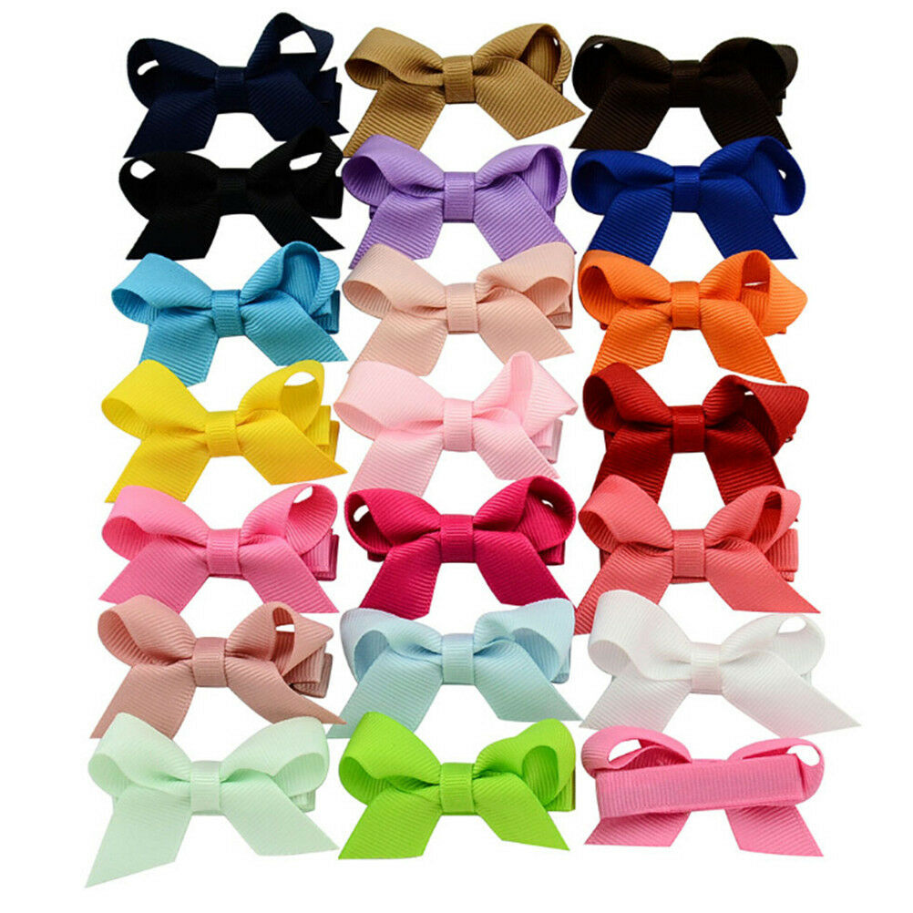 20PCS Baby Girls Hair Bows Boutique Alligator Clip Grosgrain Ribbon Hairpins  Fx