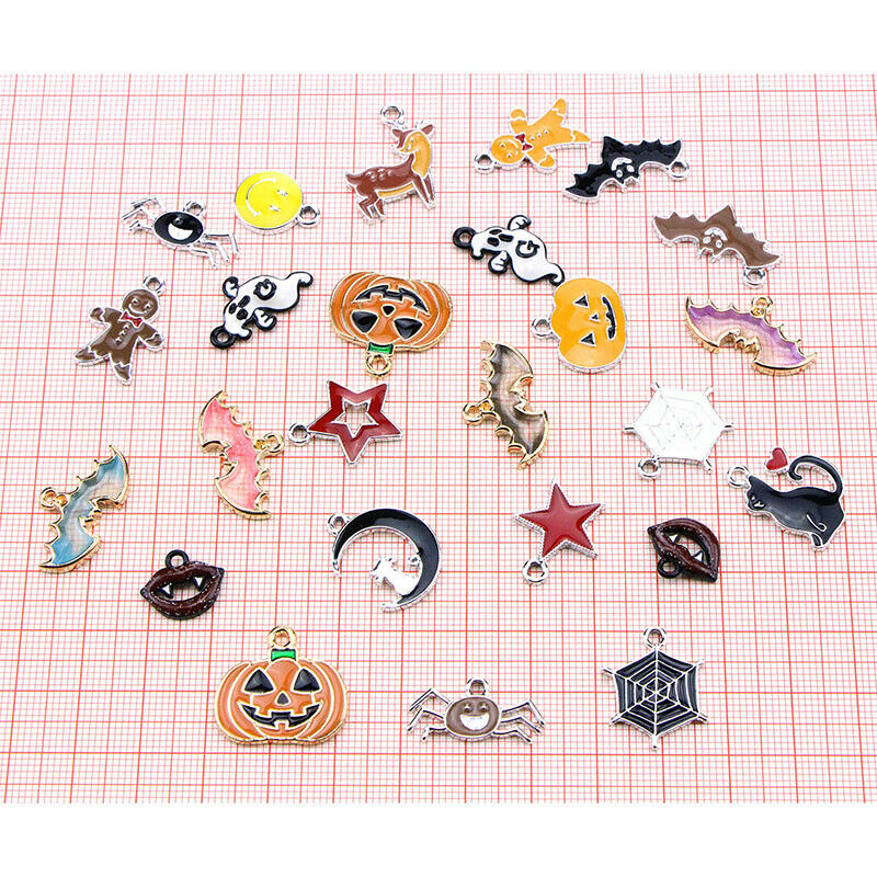 25Pcs/set Enamel Mixed Halloween Series Charms Pendant DIYJewelry Making CrafDF