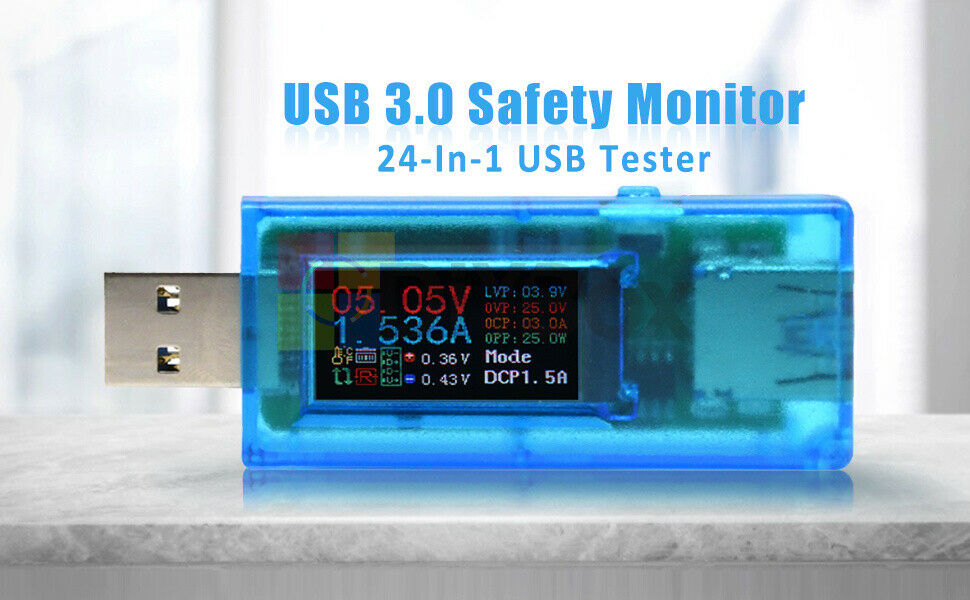 24 in 1 USB 3.0 Tester Voltage Current Power Meter Monitor Power-off Protection