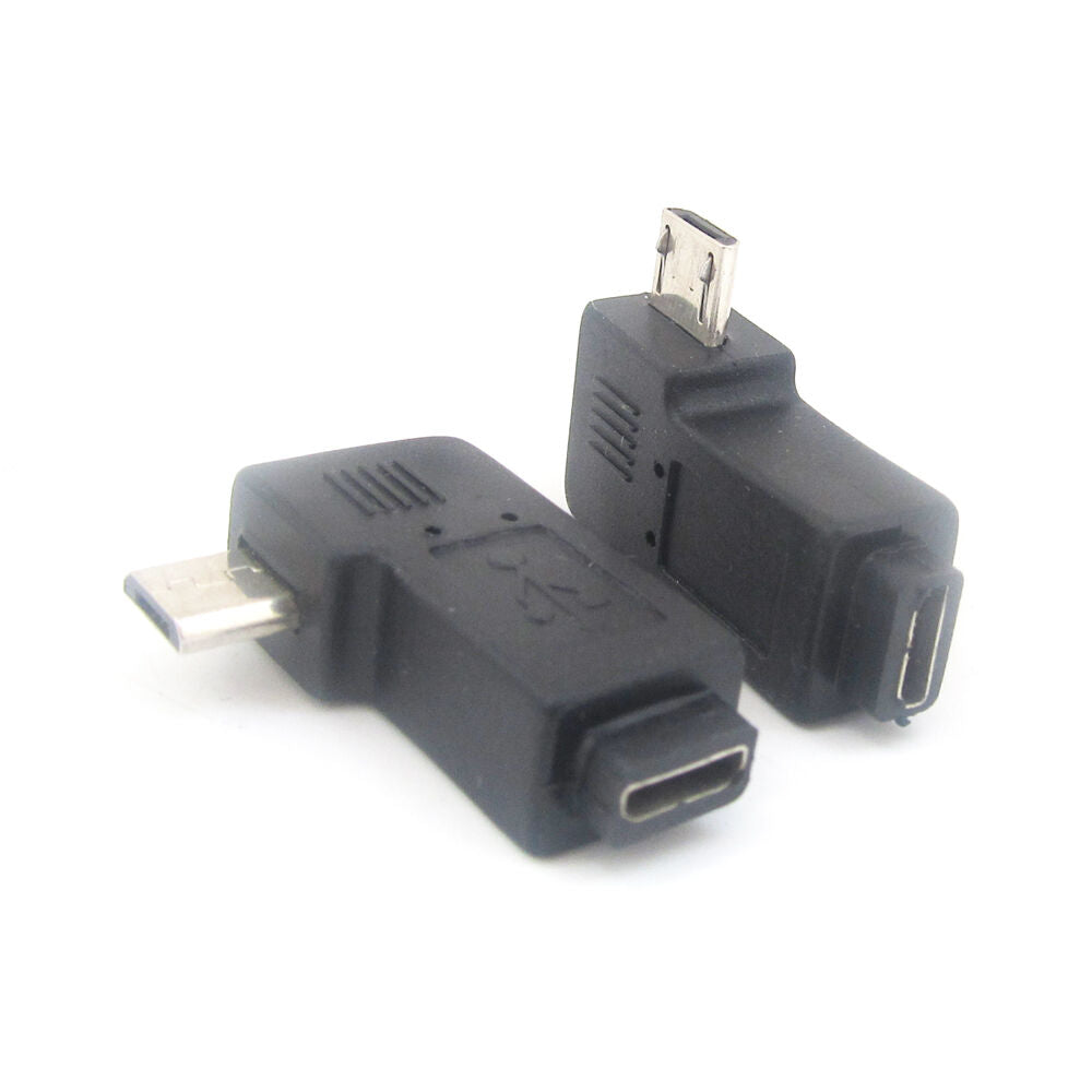 10pcs Micro USB 5Pin Male To Female Right Angle 90D Extension Adapter Connector