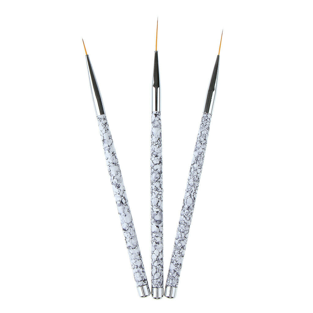 3pcs Professional Nail Art Liner Brushes for Short Strokes, Details, Blending,