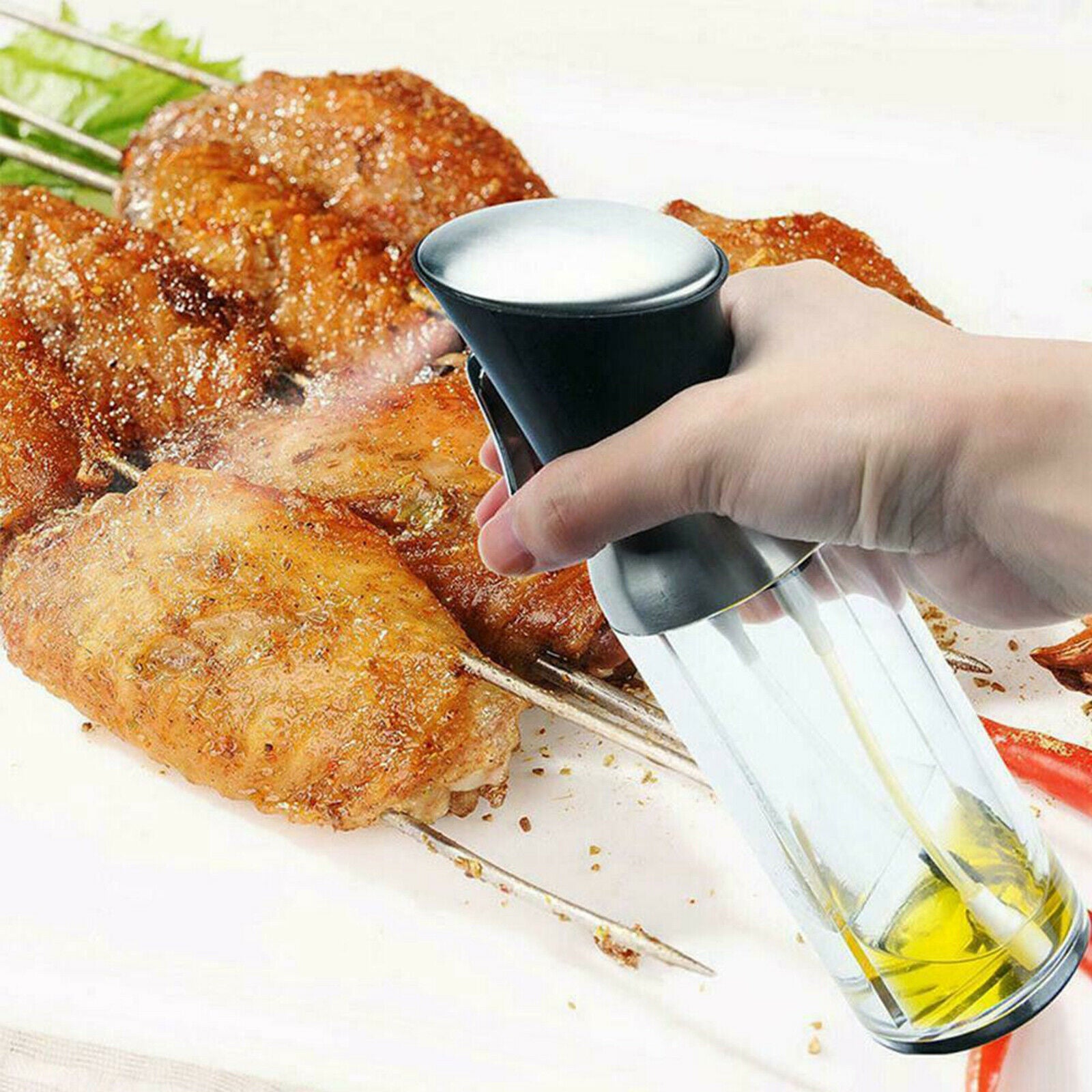 2-In-1 Olive Oil Sprayer Bottle Oil Dispenser w/   for Cook Baking Kitchen