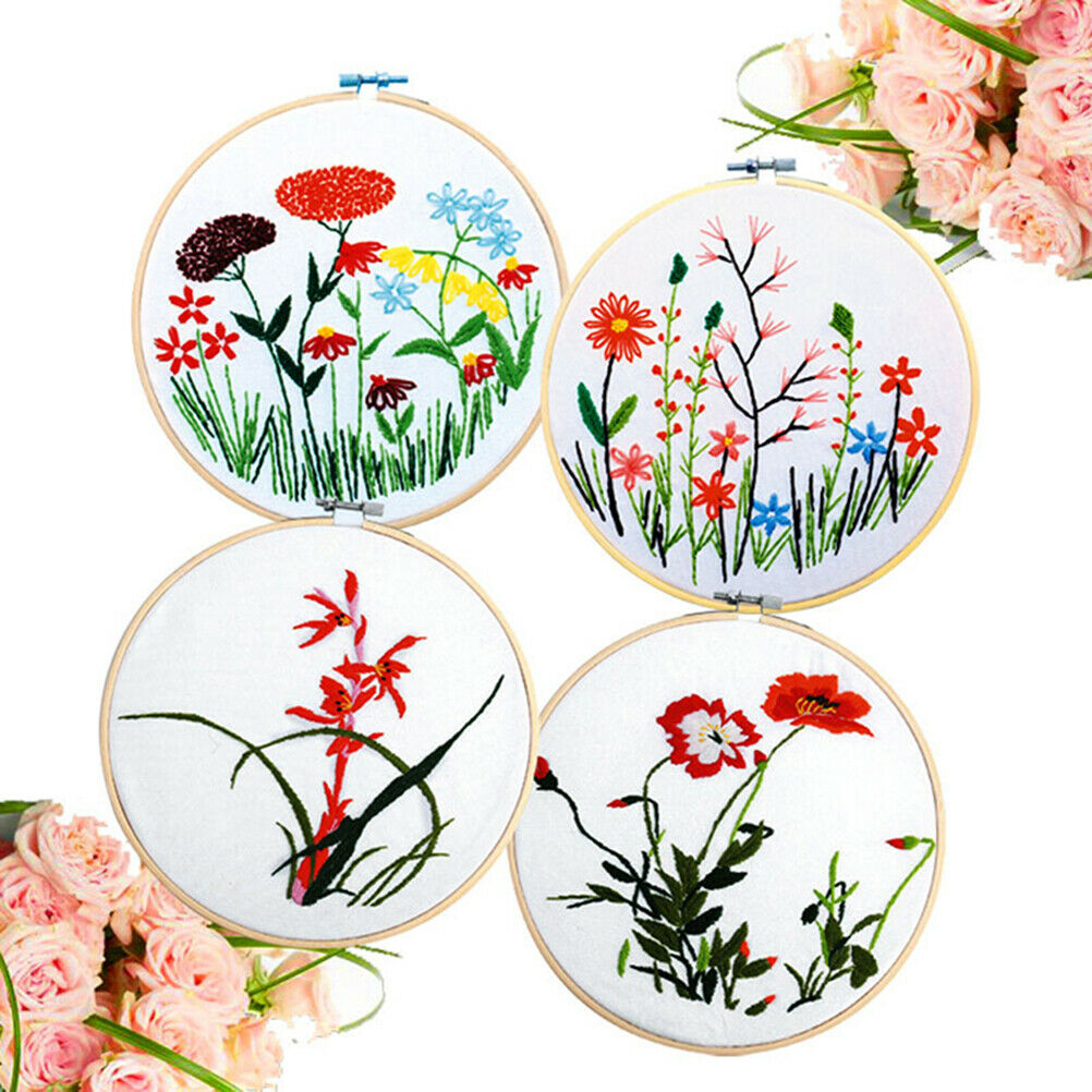 10cm Bamboo Frame Embroidery Hoop Ring DIY Cross Stitch Machine Loop Sewin.l8