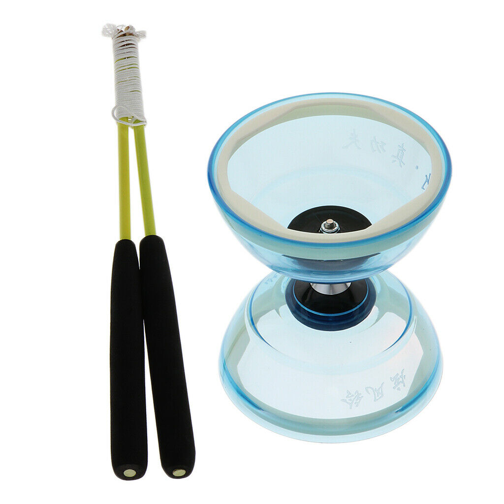 Professional 3 Bearing Diabolo Spinning Sticks String Kid's Gift 13cm Blue