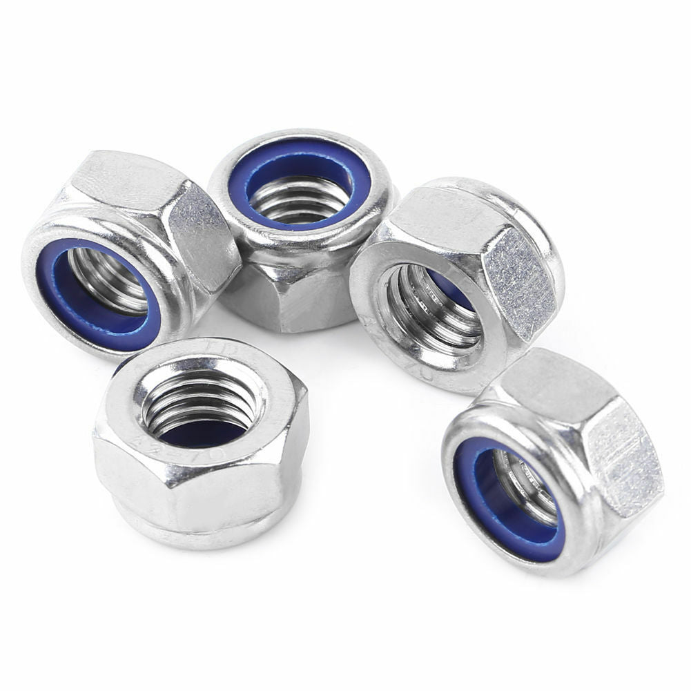 165pcs Stainless Steel Nylon Insert Locknut Assortment Kit M3 M4 M5 M6 M8 M10M12