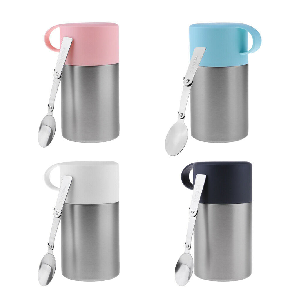Stainless Steel Outdoor Sports Straight Vacuum Insulation Food Jar  Pink
