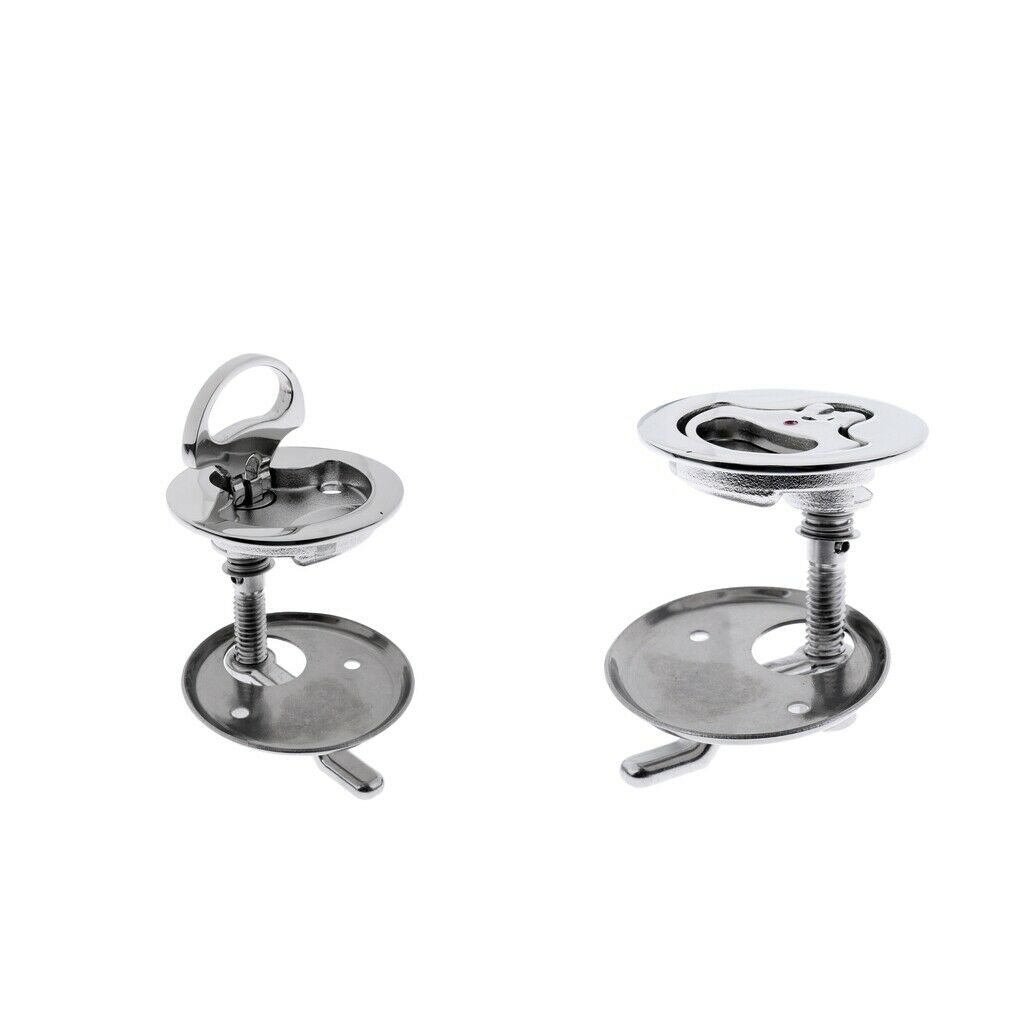 2Pcs 316 Stainless Steel 2" 50mm Boat Hatch Lift Ring Handle Lock Latch
