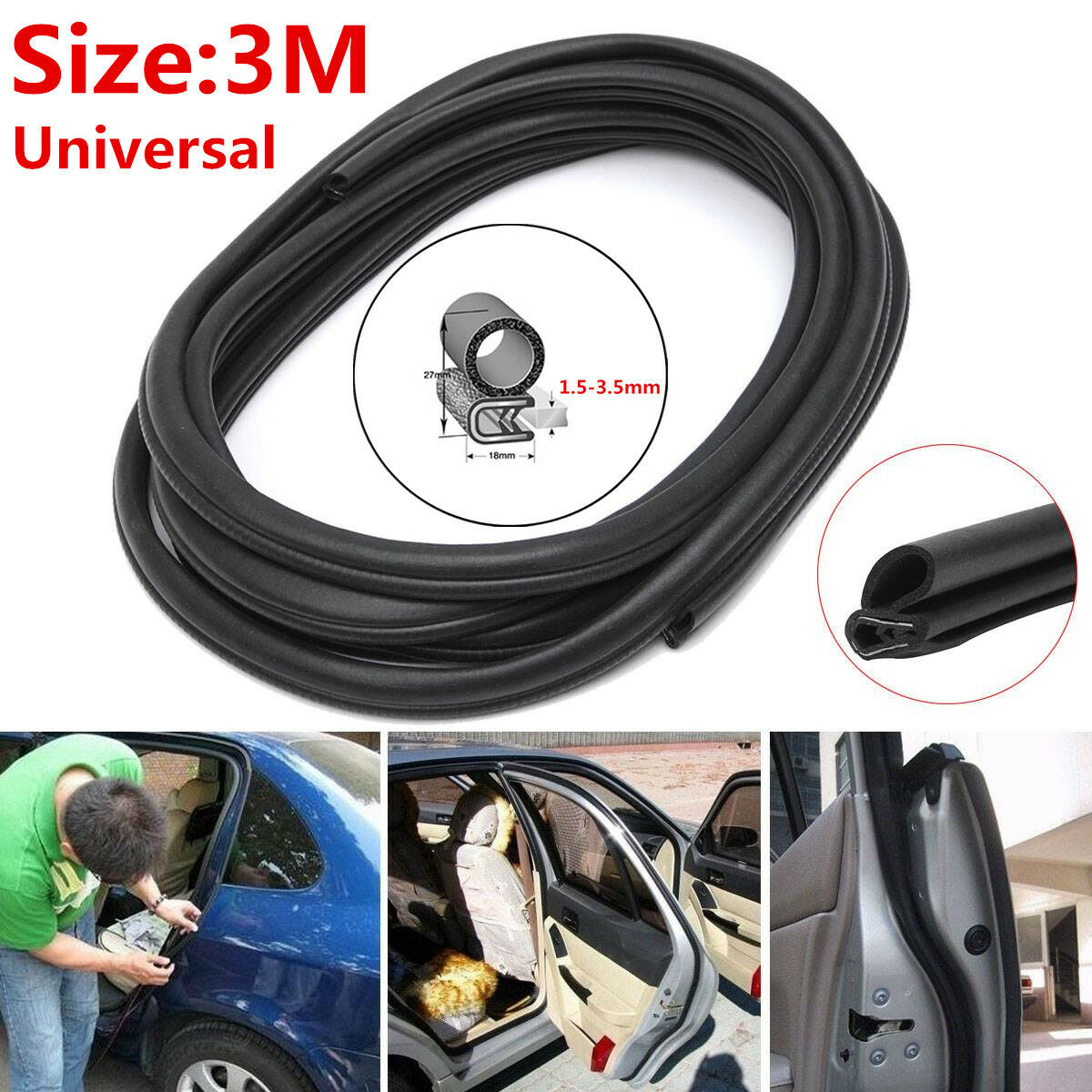 120" Lock Rubber Seal Car Door Edge Protector Strip Bulb RV Boat For Chevrolet