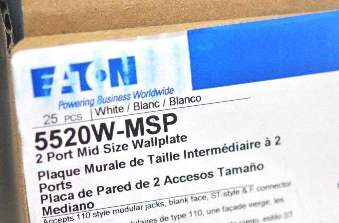 1pcs - ETON 5520W-MSP Wallplate 2 Port Modular Mid Size White 1-Gang