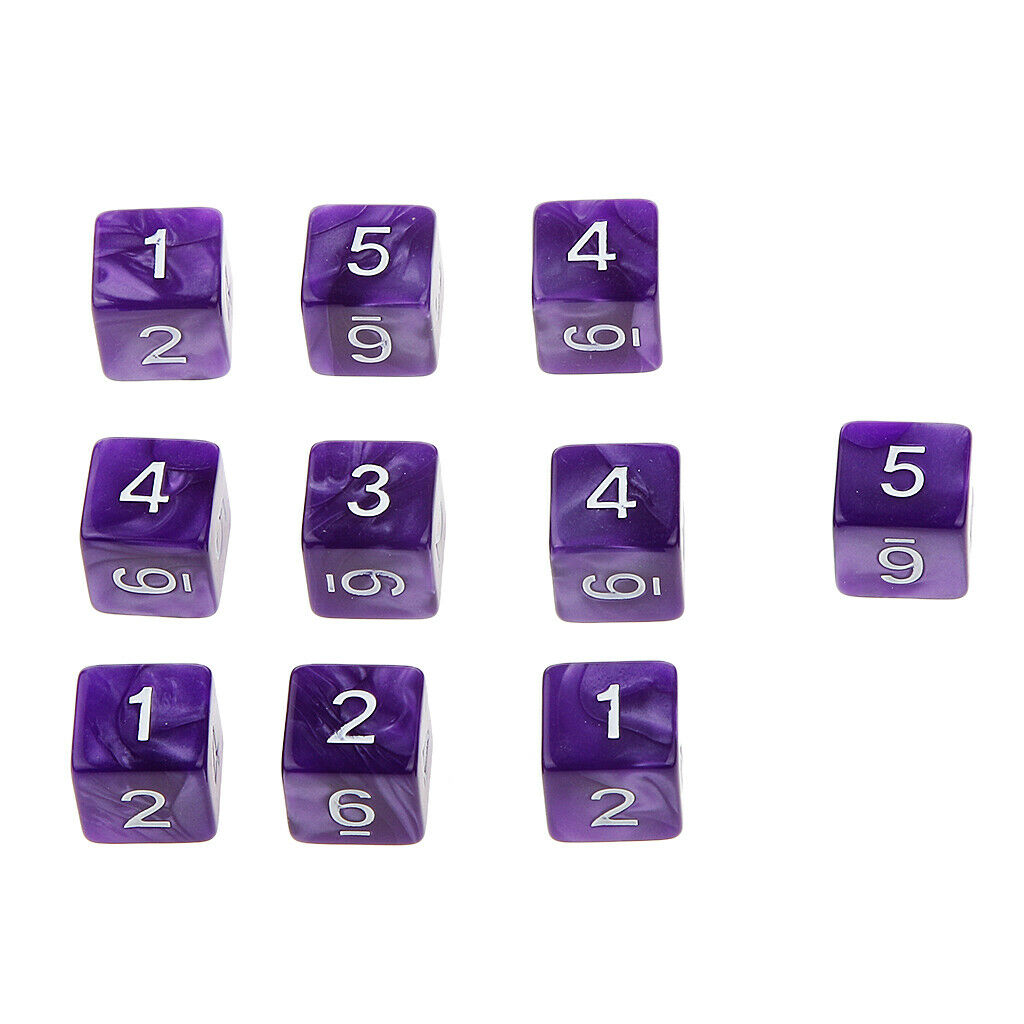 10pcs Six Sided Dice D6 Playing D&D Party Board Dices for Lovers purple