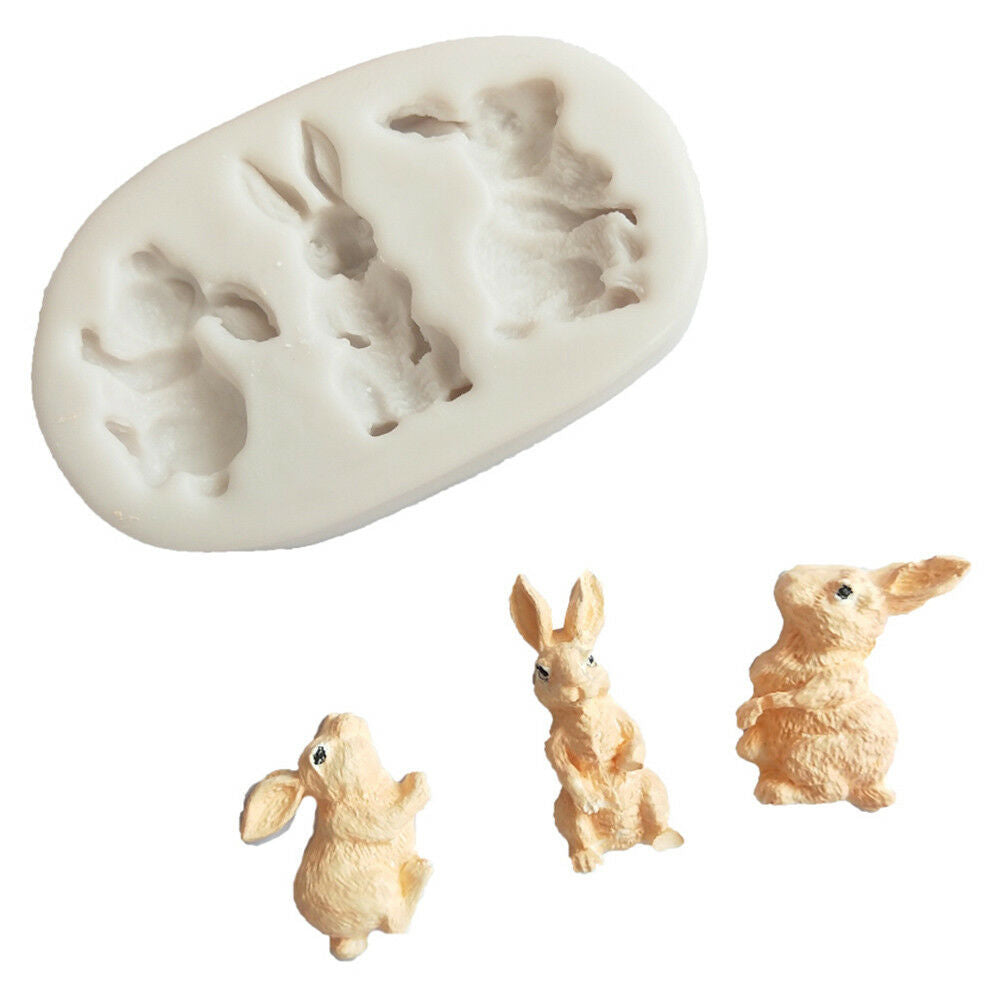 Rabbit silicone fondant bunny chocolate gumpaste mold cake decorating too.l8