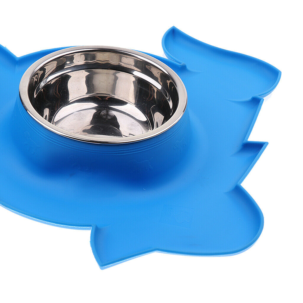 No-Spill and Non-Skid Pet Double Bowl Dog Cat Food Water Feeder  Blue