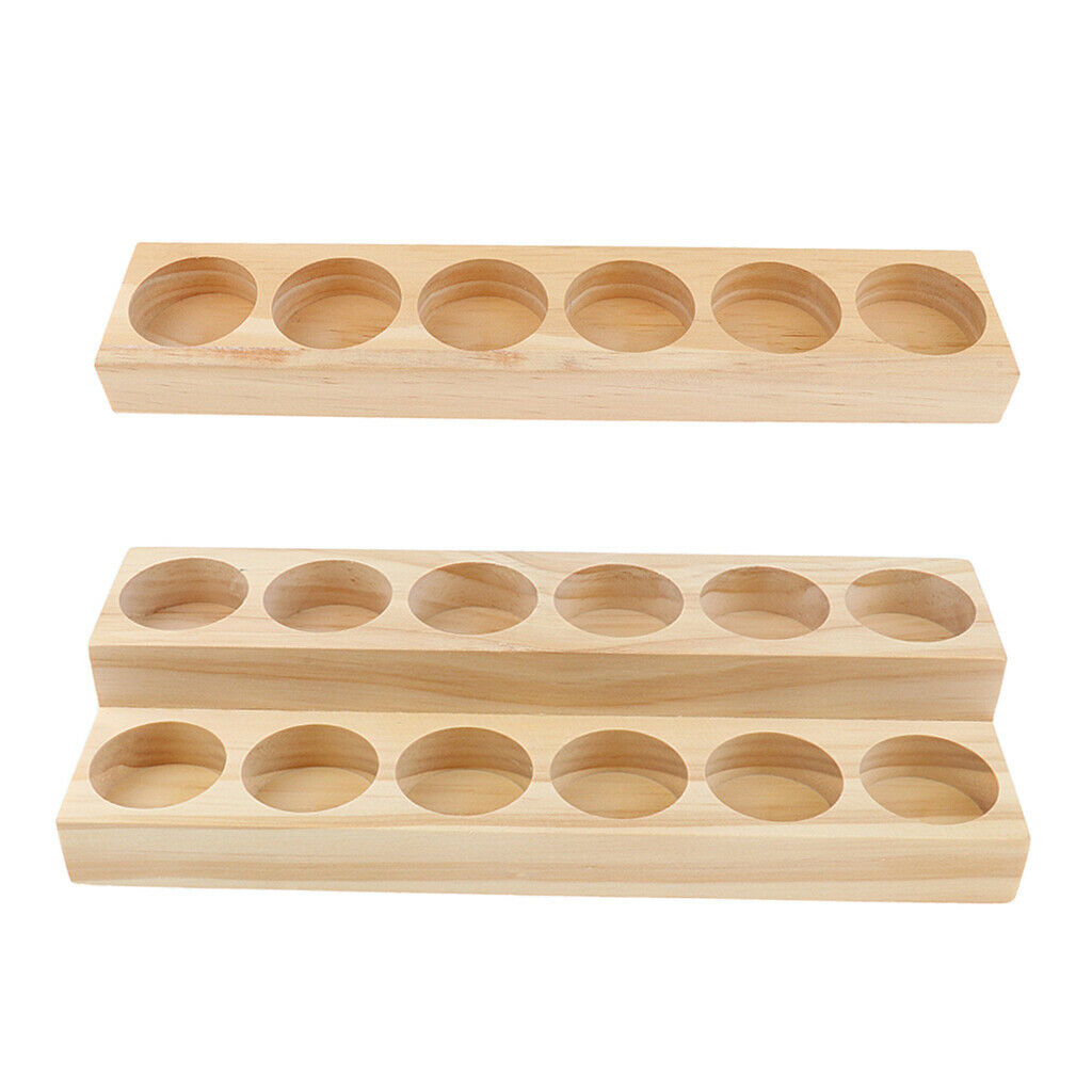 2 Pieces Wood Essential Oil Displaying Storage Rack Holders for 15ml Bottles
