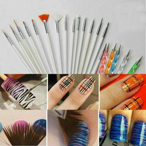 20 pc Nail Art Gel Design Pen Painting Polish Brush Dotting Drawing Tool Set Kit