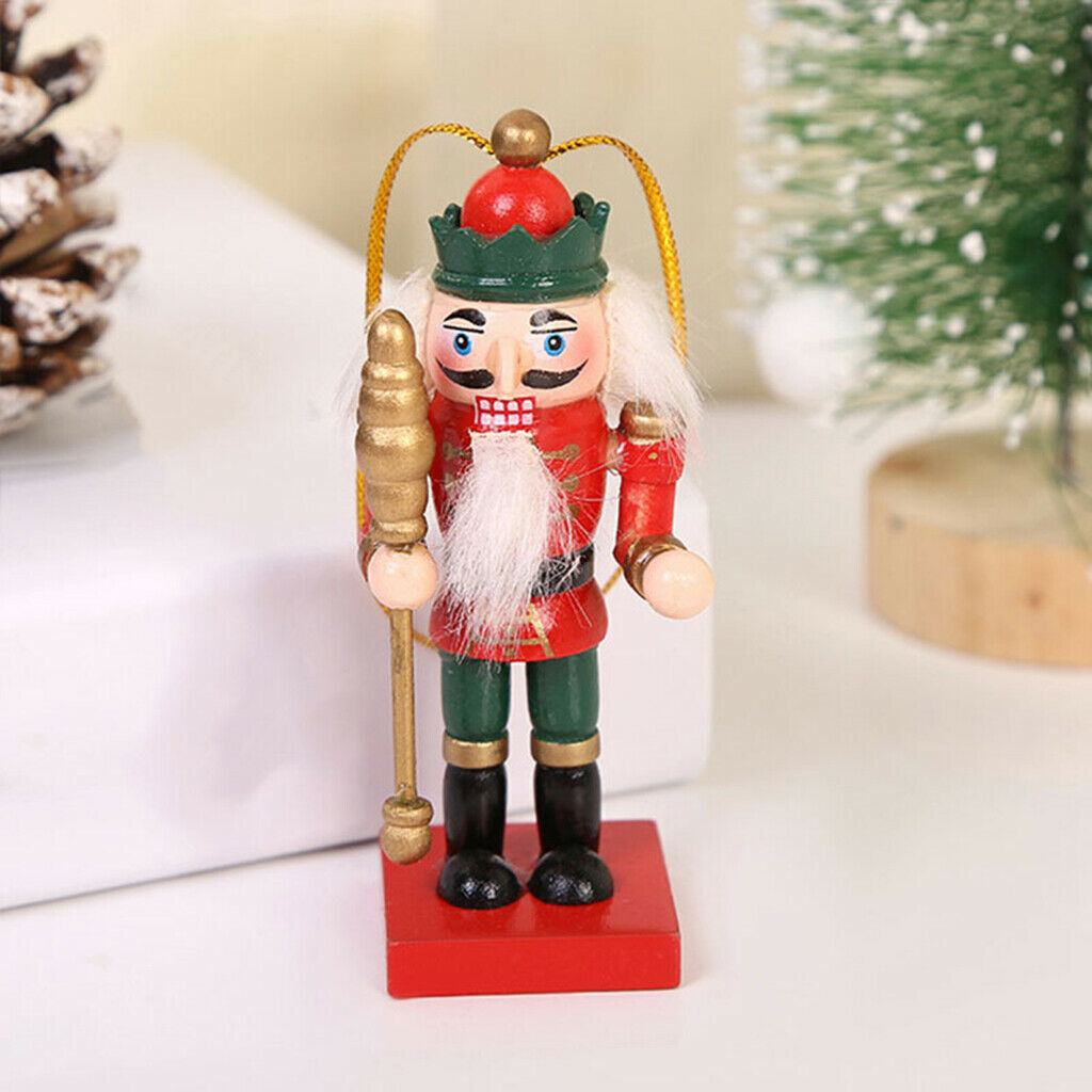 3Pcs 10cm Height Wooden Nutcracker Soldier Ornaments Kit Xmas Hanging Decor