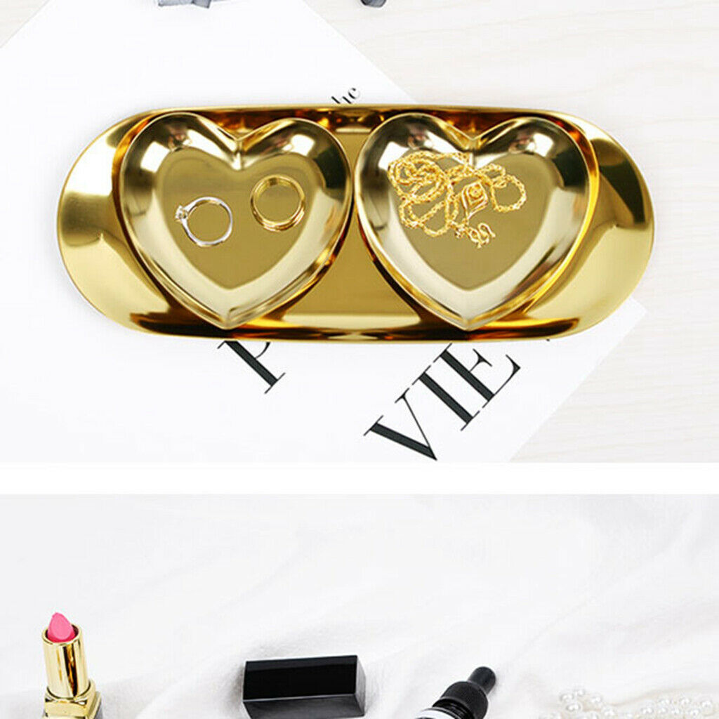 Luxury Stainless Steel Heart Plate Shop Display Tray Home Storage Gradient