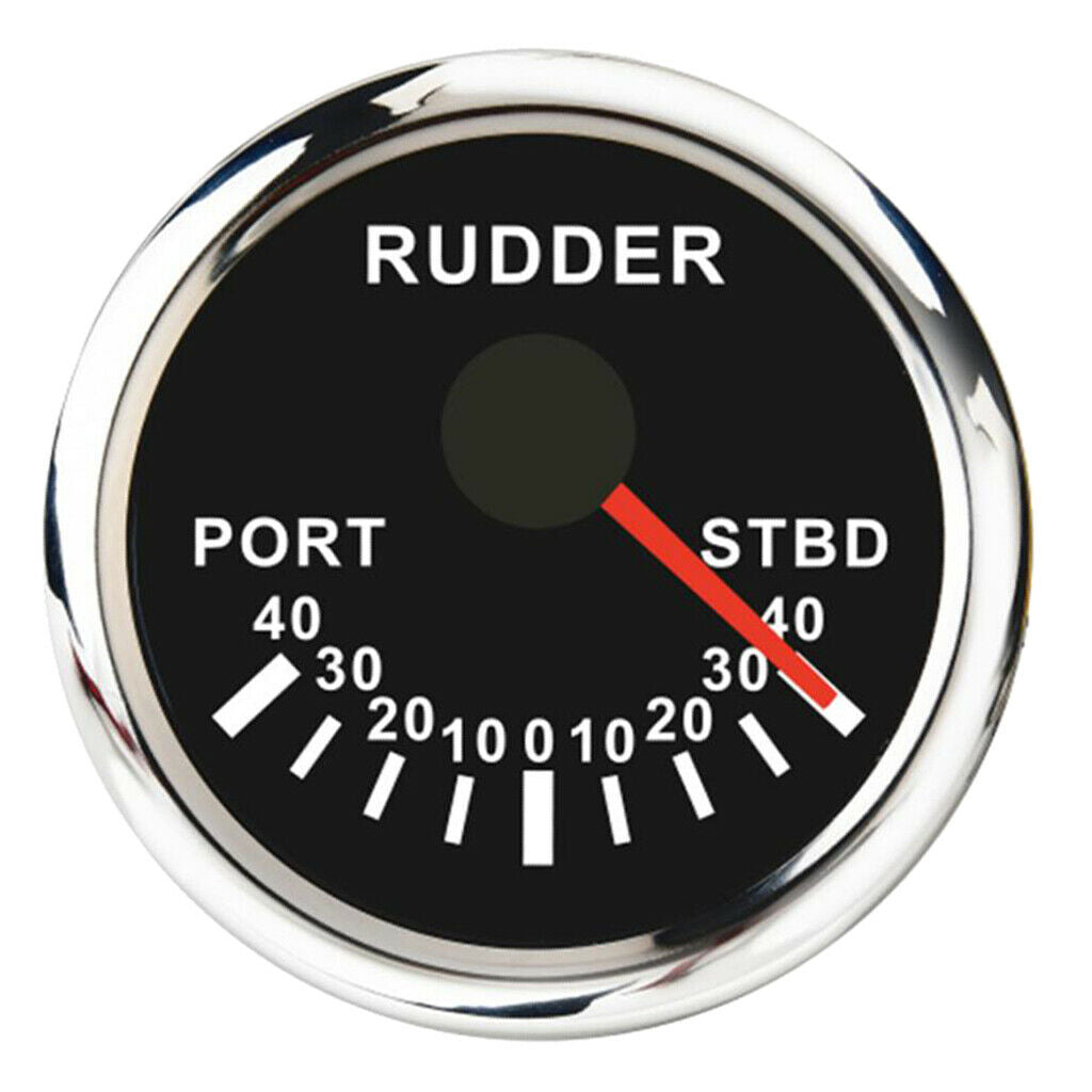 Yacht Marine Rudder Angle Indicator Gauge 0-190ohm 52mm 2 inch 12V/24V - Black
