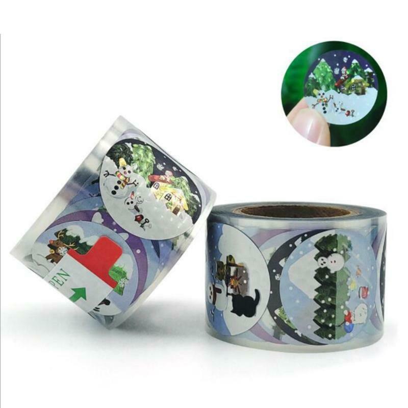 250 Pcs Round Glitter Christmas Label Stickers Present Package Decor Craft