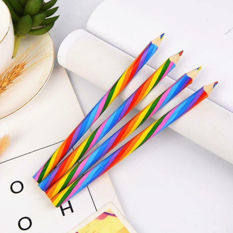 4 PCS Rainbow Pencil Pencil Student Pencil Rainbow Pencil DIY Painting Drawing