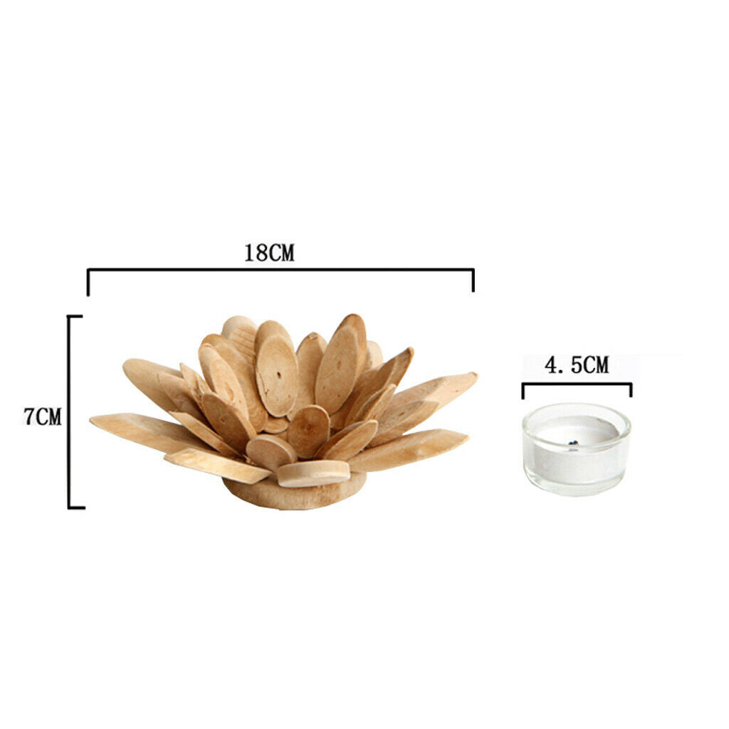 Handmade Wooden Tea Light Lotus Shape Candle Holder