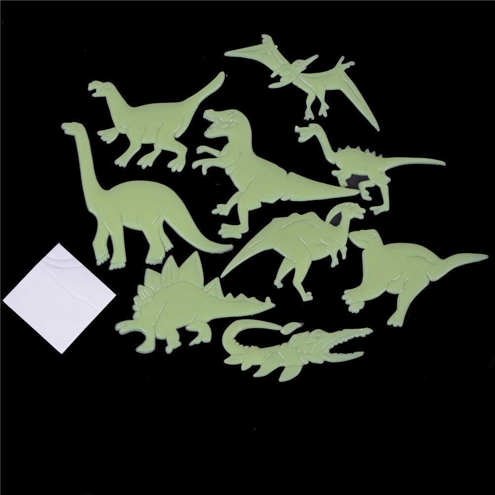 9x Glow in the Dark Luminous Dinosaurs Stickers Kids Room Wall Art DecoratioADD
