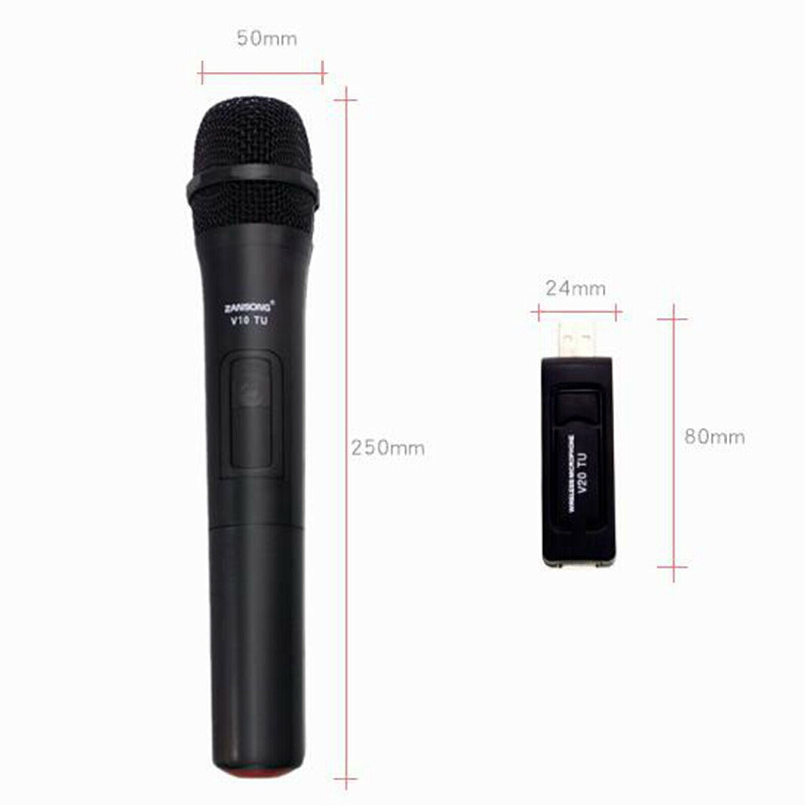 Professional VHF Wireless Microphone Handheld Mic System for Karaoke w/ Receiver