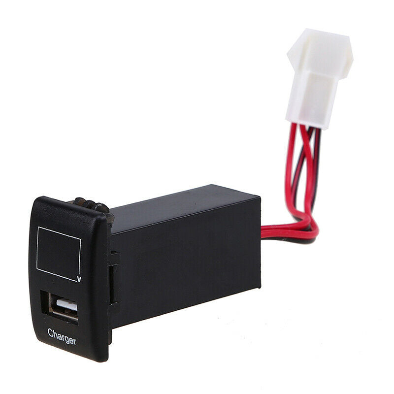 12V Car Auto USB Charging Car Charger Black with LED Voltmeter & Wire For Mazda