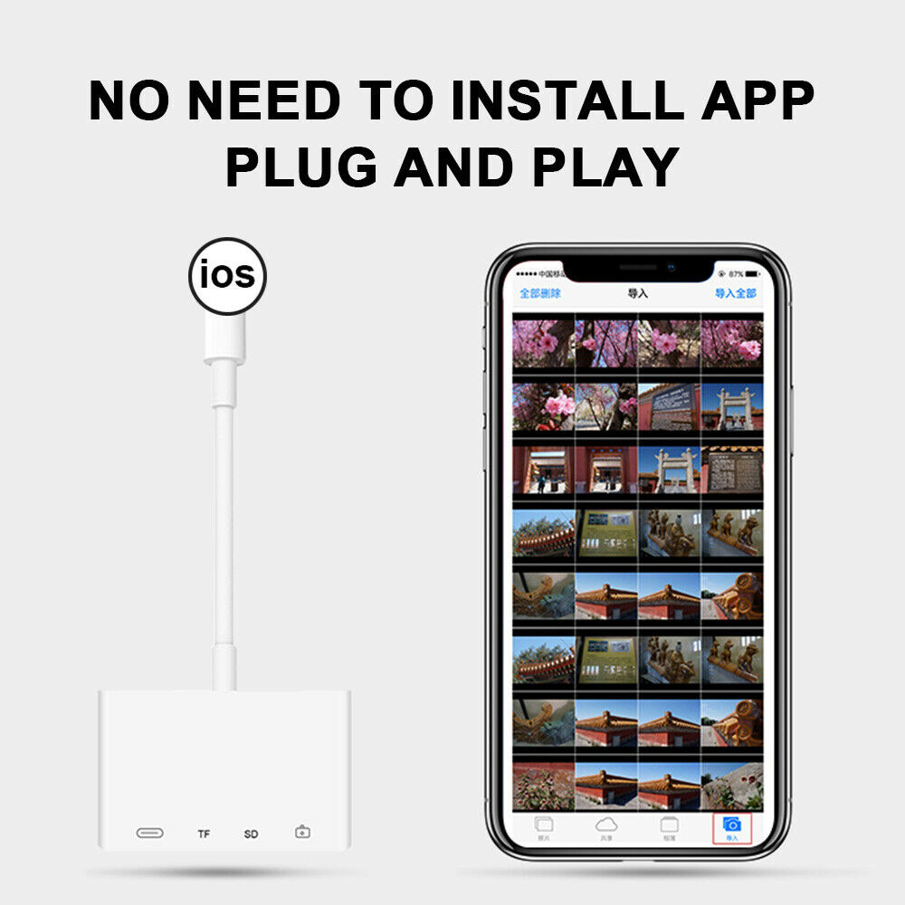 USB OTG Converter, SD/TF Card Reader, Plug and Play for iPhone12/11Pro/XsMax/XR